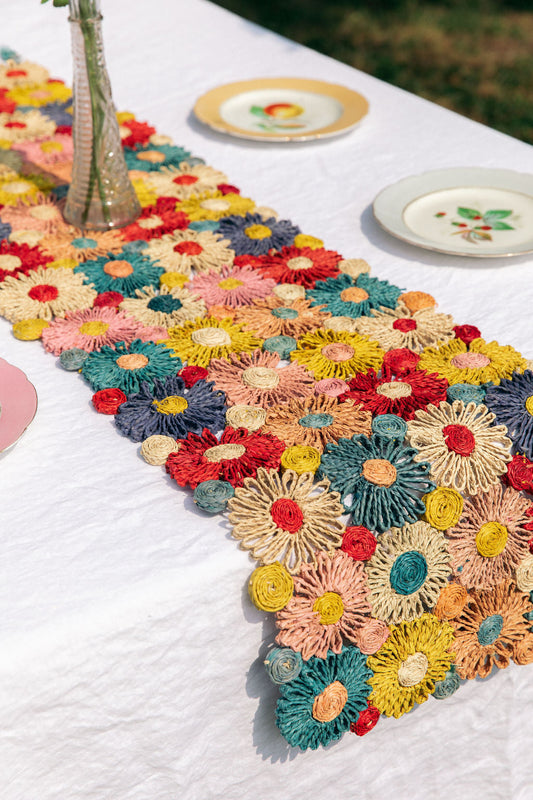 Fleur Raffia Woven Table Runner