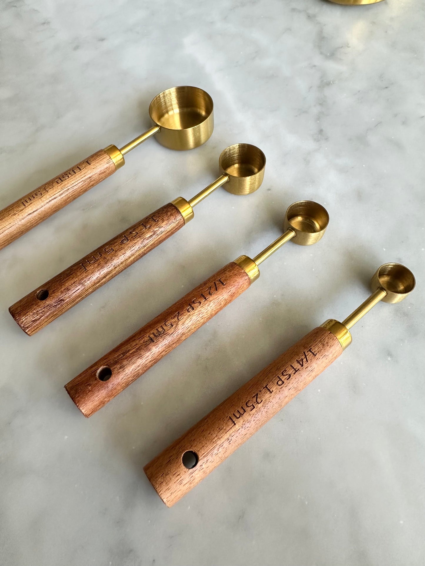 Acacia Wood & Gold Measuring Cups