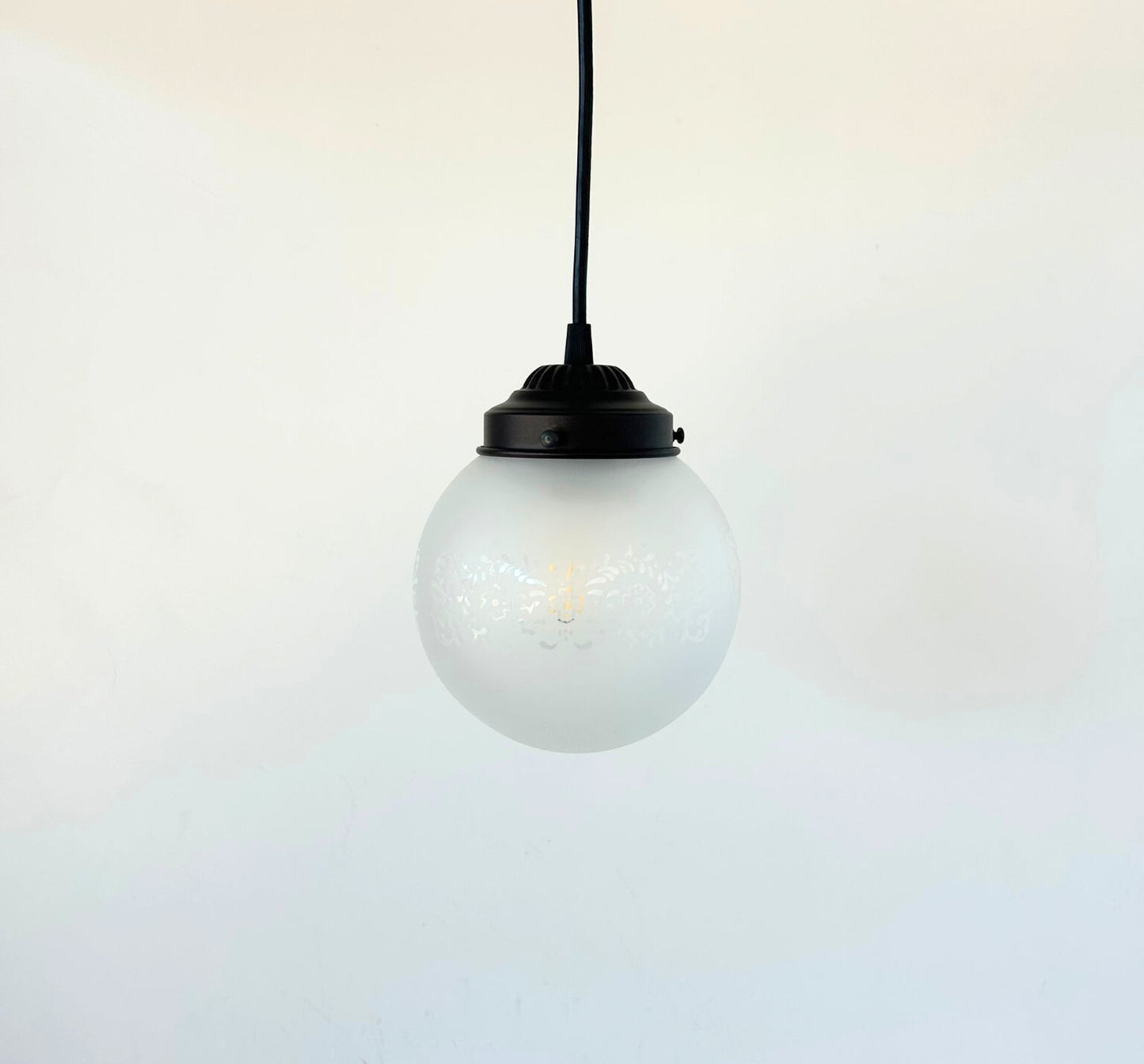 Frosted Floral + Cross Globe Pendant Light