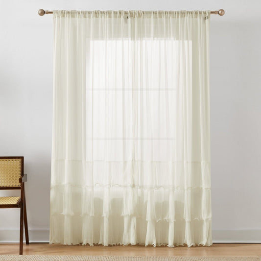 Georgette Sheer Ruffle Curtain Panels
