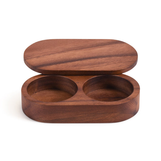 Salt & Pepper Wooden Pinch Pot w/ Cover