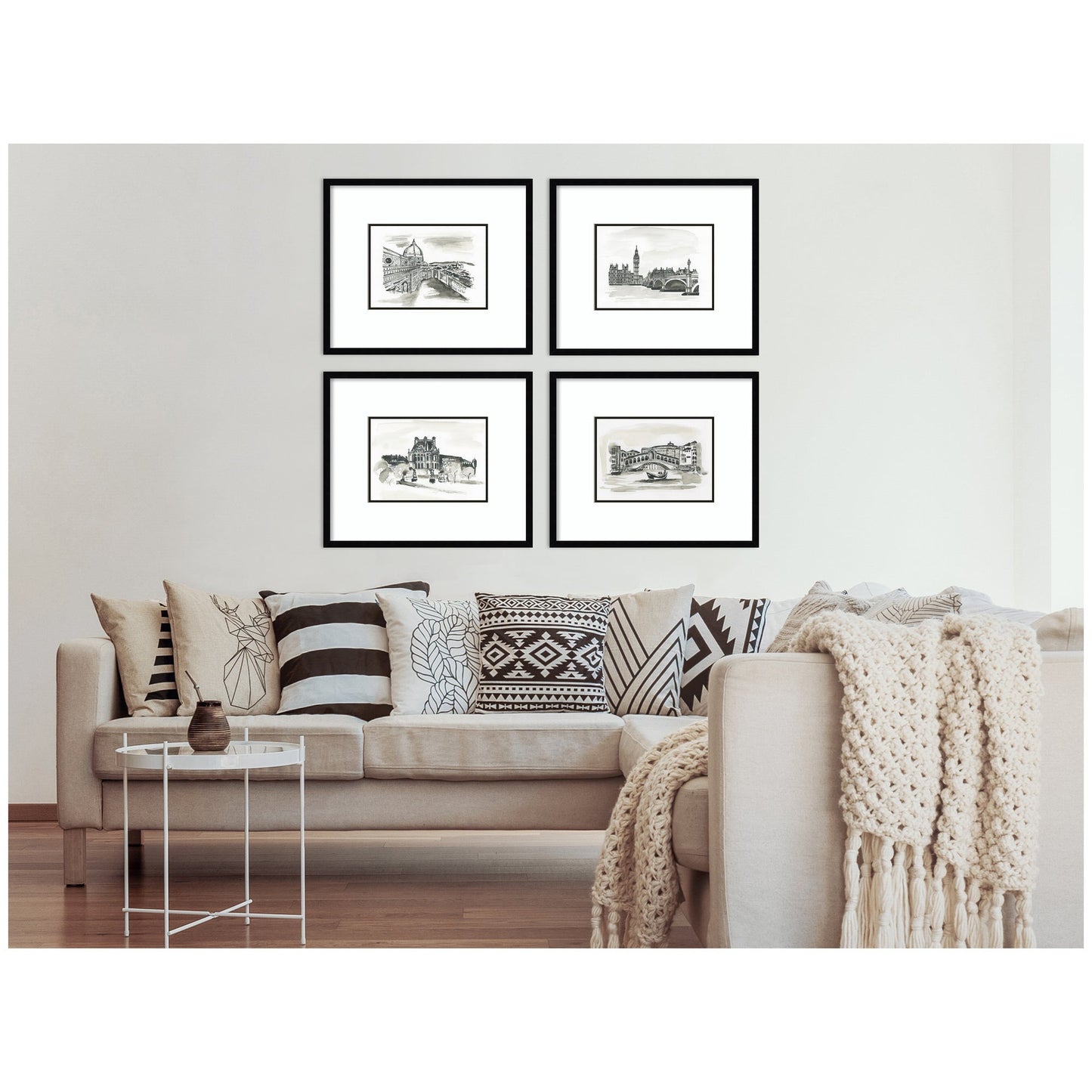 Vintage Europe 4 Piece Framed Wall Art Print Set by Teju Reval