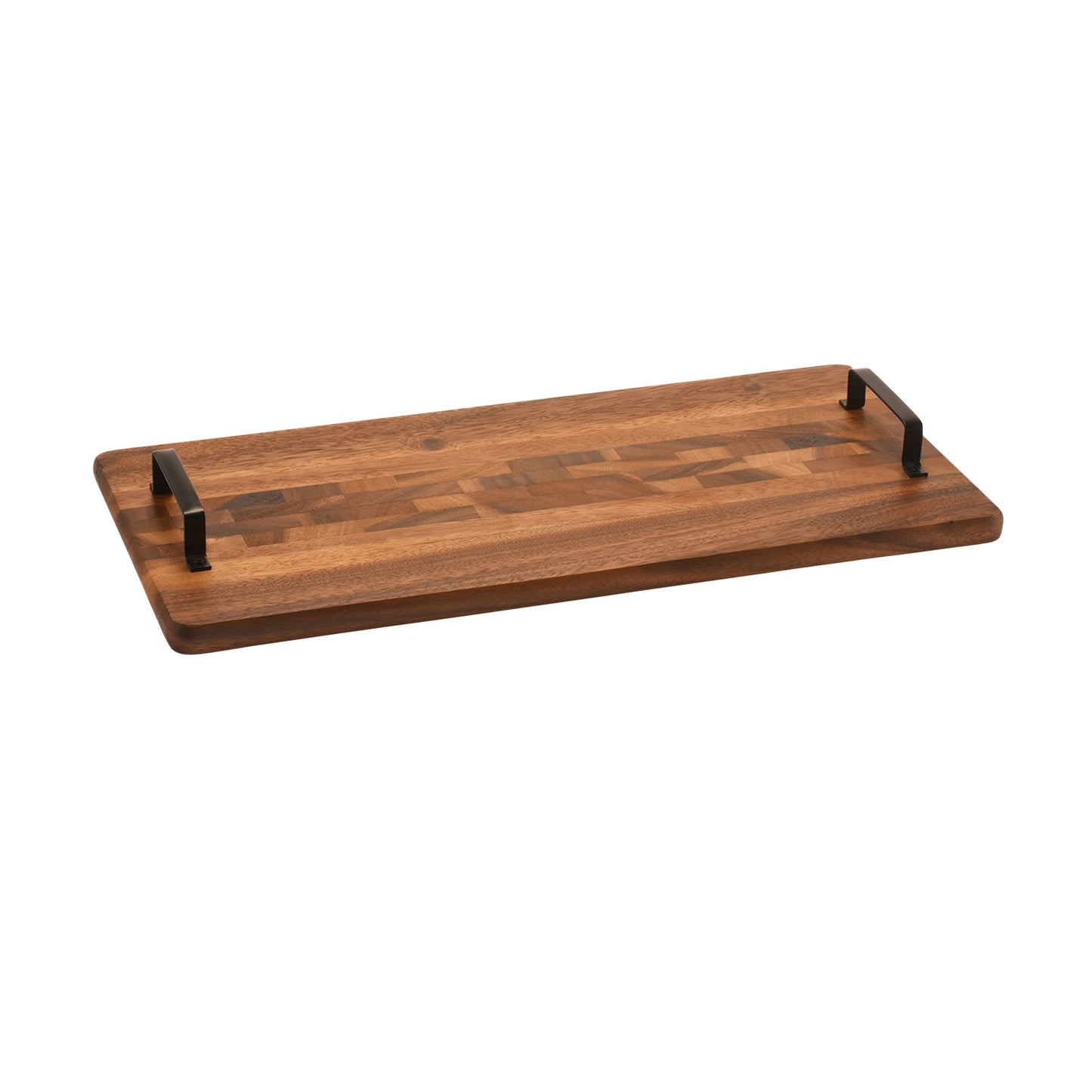 Velora Acacia Serving Tray with Metal Handles