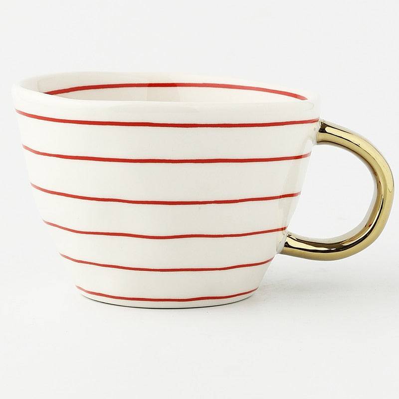 Luxe Hand Painted Gold Handle Ceramic Mugs
