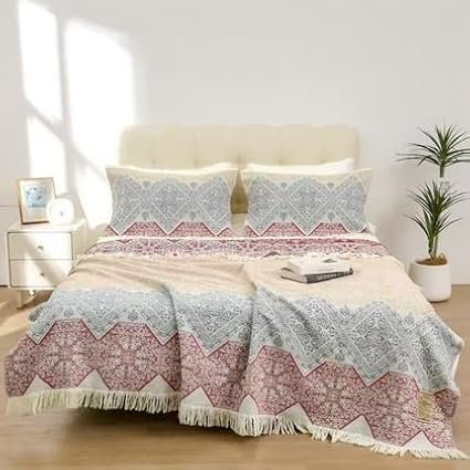 Boho Floral Muslin Blanket 100% Cotton Summer Blanket
