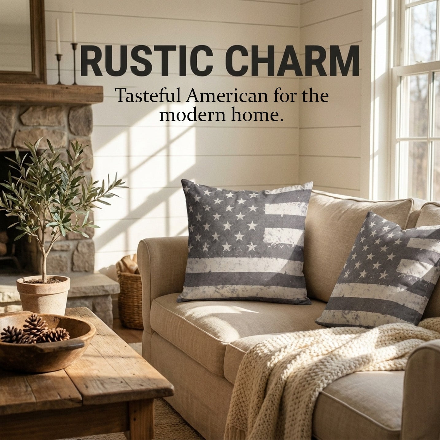 Patriotic Throw Pillow Set - 3 USA Pillow Covers 18x18