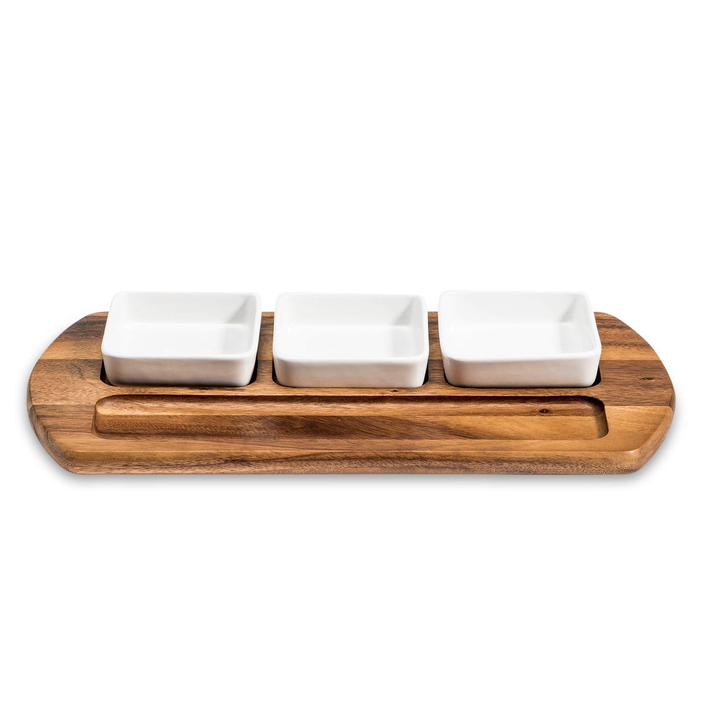 Sonoma Charcuterie / Serving Tray w/ 3 Square Ceramic Bowls