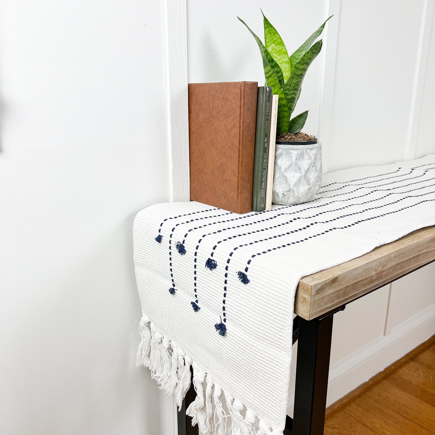 Mia Navy Table Runner