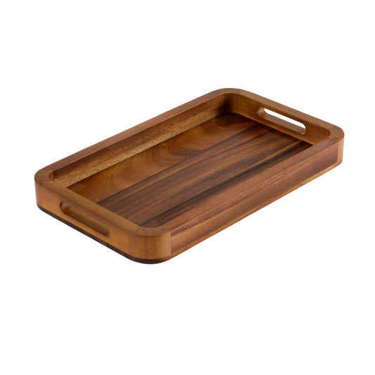 Rectangular Acacia Wood Serving Tray - Solid Bottom