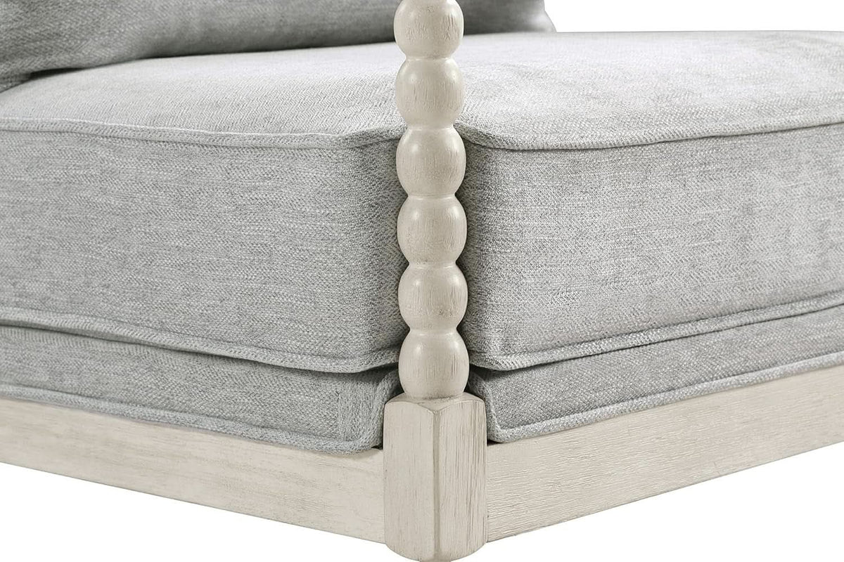 Spindle Accent Chair | Smoke Grey Textured Upholstery