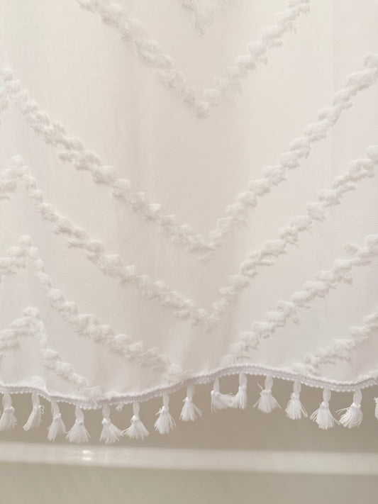 Blanc Tufted Chevron Shower Curtain