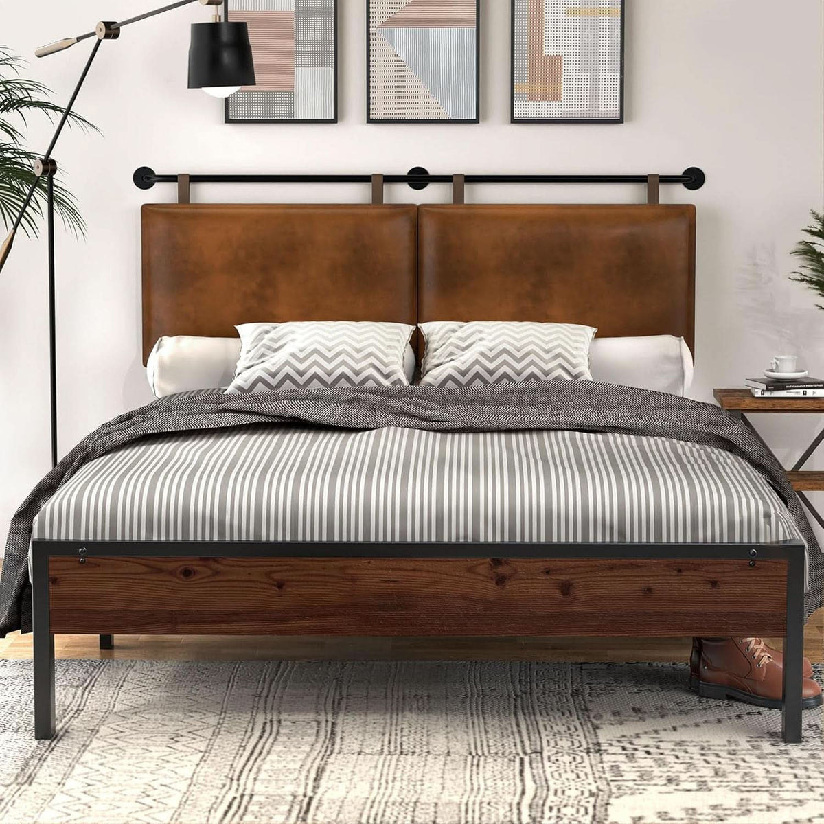 Toffee PU Leather King Size Wall Mounted Headboard