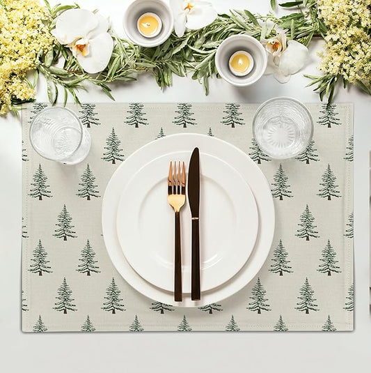 Vintage Christmas Pine Trees Placemats | Set of 4