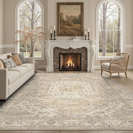 DCX Machine Washable Vintage Floral Area Rug 5x7,