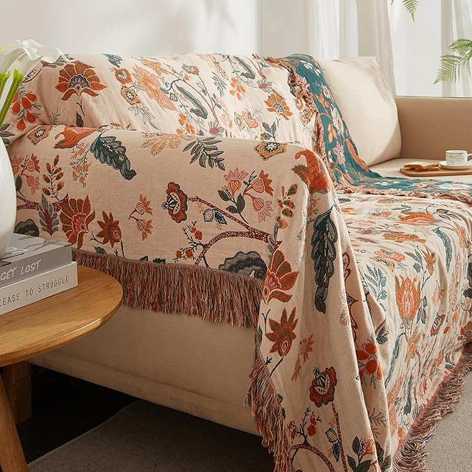 100% Cotton Autumn Boho Throw Blanket