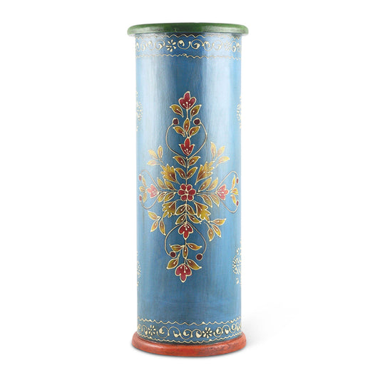 Melia Handcrafted Hand-painted Blue Wooden Umbrella Stand