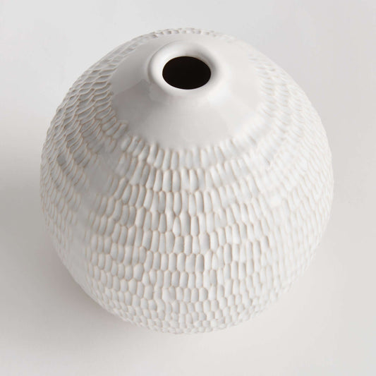Artisan Vintage-Style White Ceramic Accent Vase