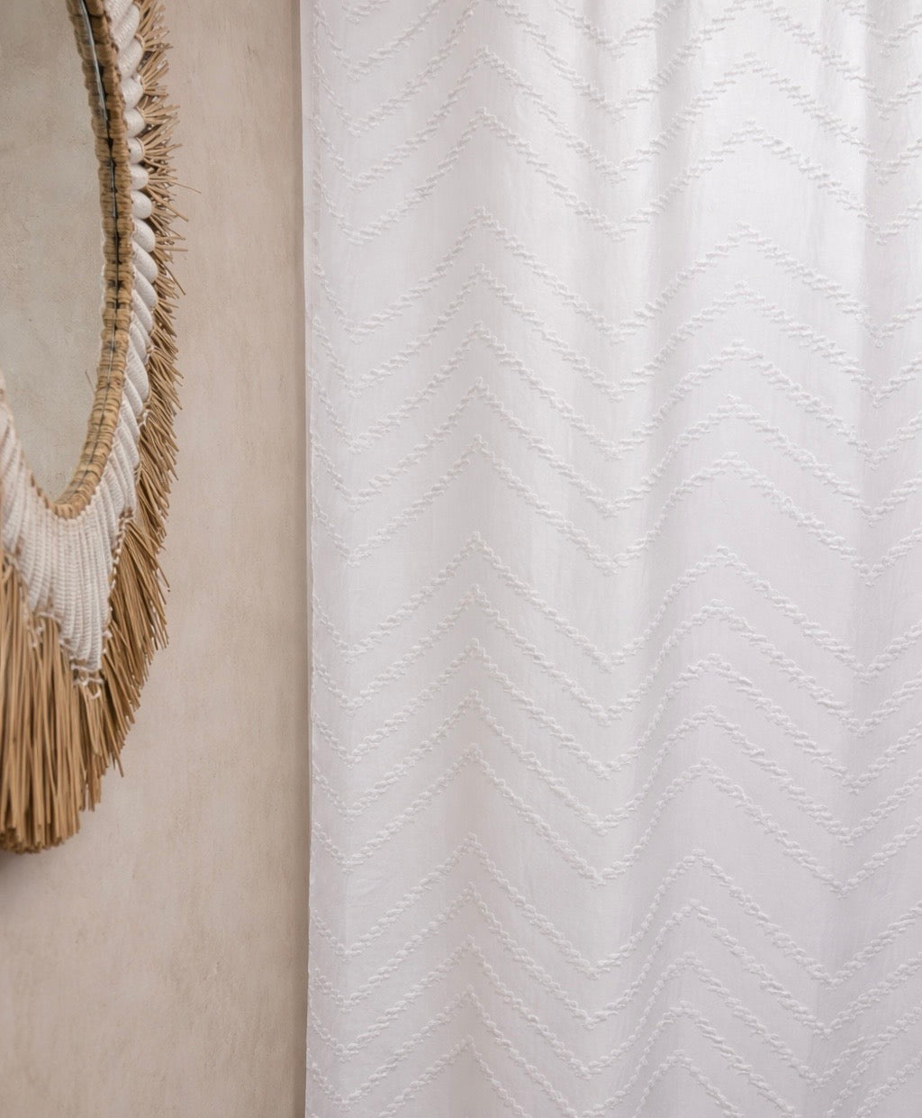 Blanc Tufted Chevron Shower Curtain