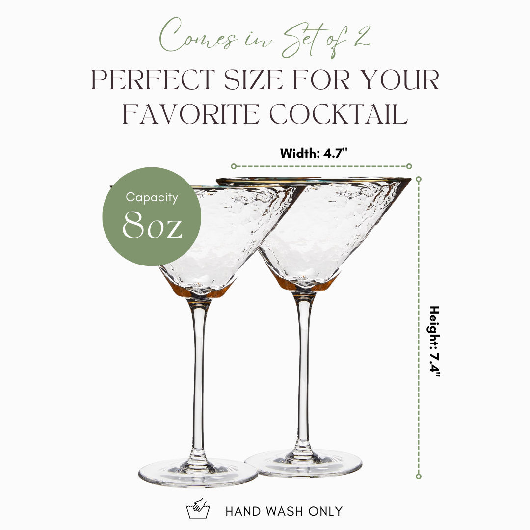 Harlowe Clear Hammered Cocktail Glasses