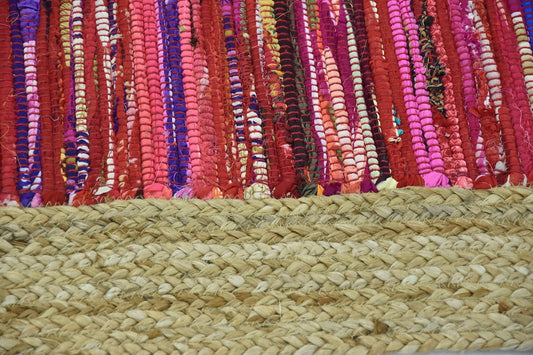 Timbergirl Red Braided Border Handmade Rug