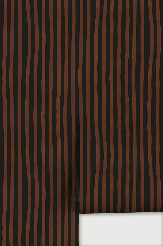 Dolce Stripe Wallpaper, black & chocolate brown