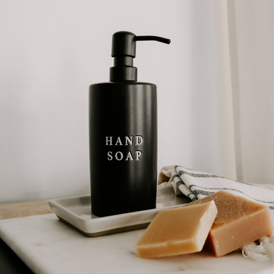 Matte Black Stoneware Hand Soap Dispenser
