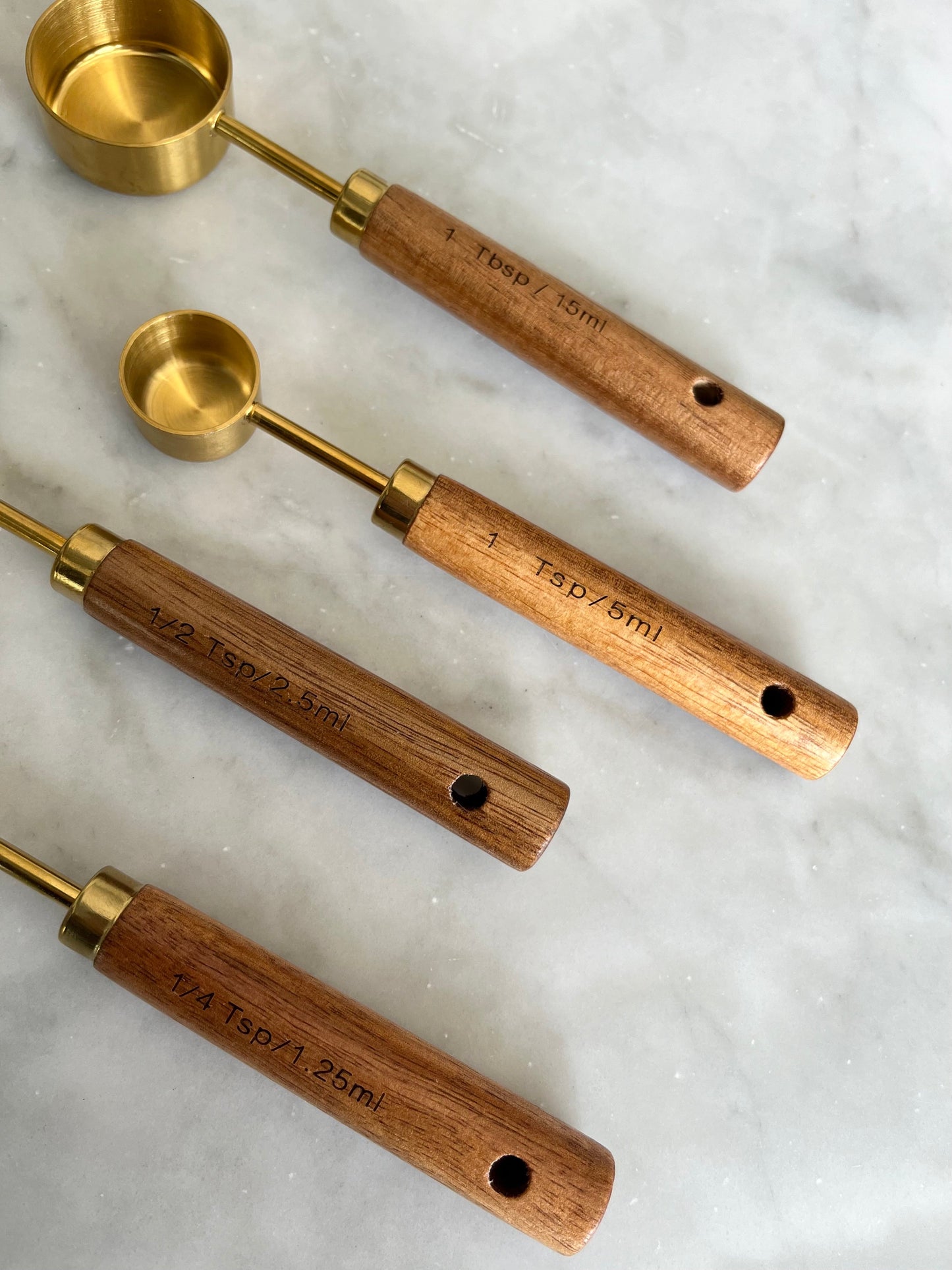 Acacia Wood & Gold Measuring Cups