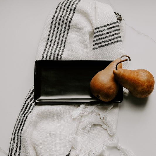 Matte Black Stoneware Tray
