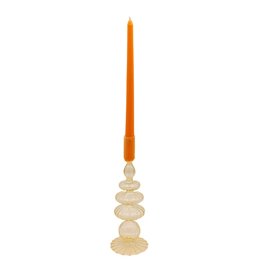 Buttercream Yellow Ribbed Candle Holder
