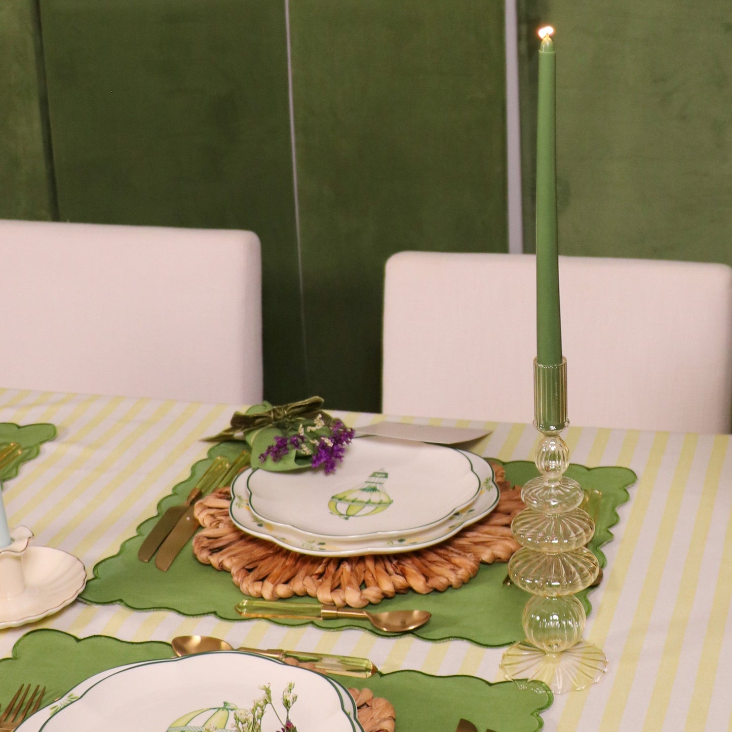 Buttercream Yellow Ribbed Candle Holder