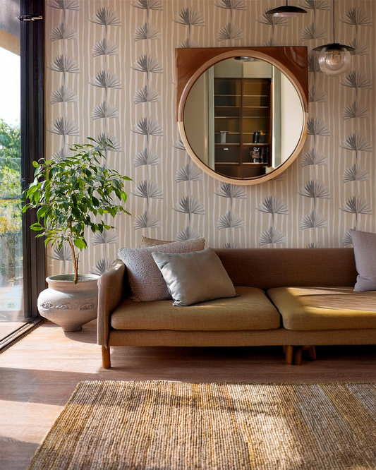Stripey Palm Wallpaper Neutral