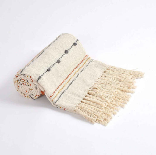 Halston Hand Woven Throw with Tufts & Tassels