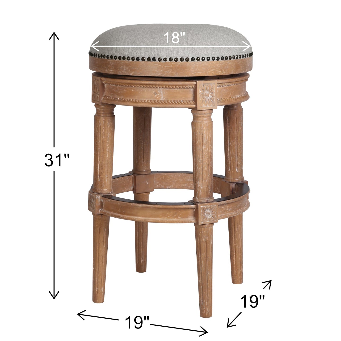 Charlotte Herringbone Grey Barstool in Oak