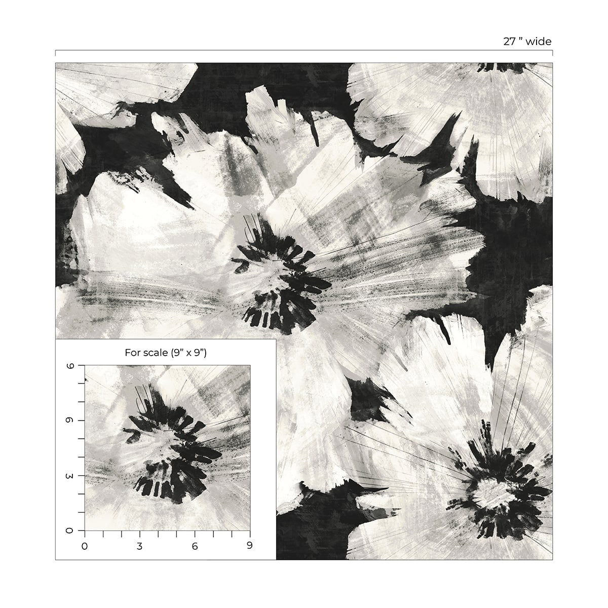 Graphic Floral Peel and Stick Removable Wallpaper