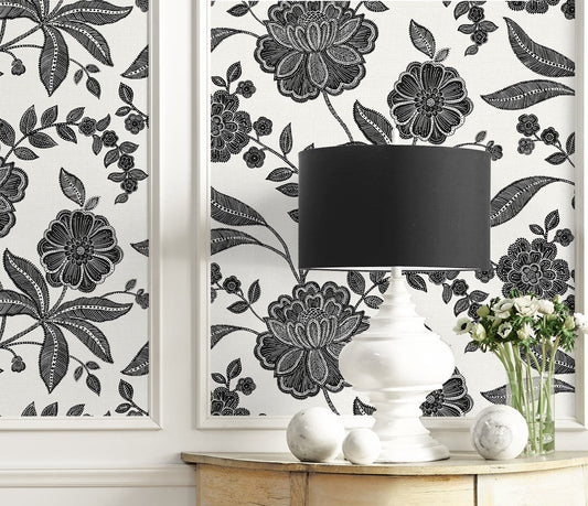 Julian Jacobean Floral Premium Screen Printed Peel and Stick Removable Wallpaper