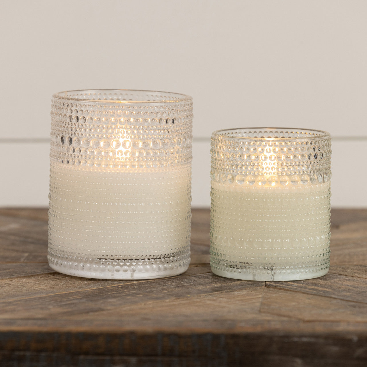 Clear Hobnail Glass LED Candle