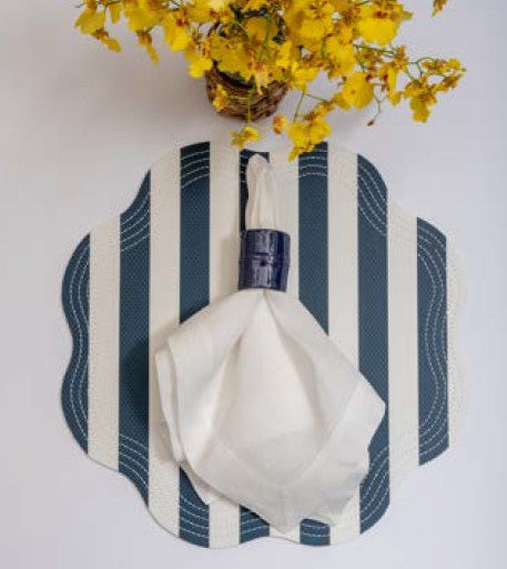 Retro Striped Vegan Leather Placemat