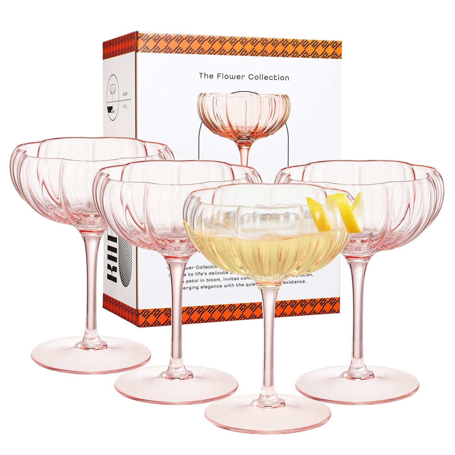 Flower Wave Champagne Coupe Cocktail Glassware