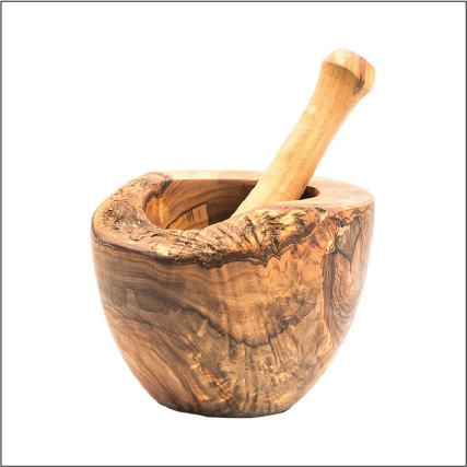 Olive Wood Rustic Mortar & Pestle