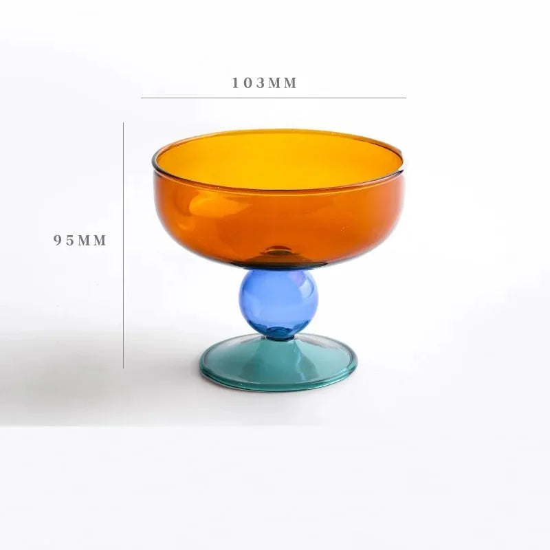 Blown Glass Dessert Cup | Amber Green Blue Grey Pink