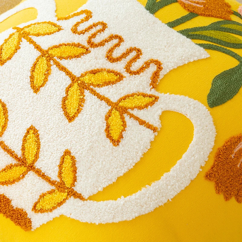 Yellow Flower Cushion Cover by DecorBites™