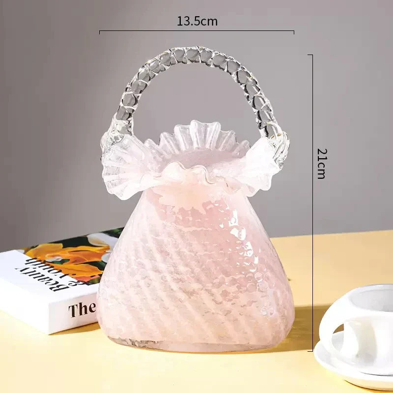 Crystal Flower Basket: Handmade Glass by DecorBites™