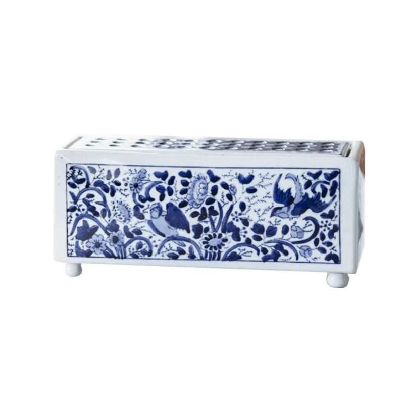 Blue White Porcelain Square Flowerpot DecorBites™