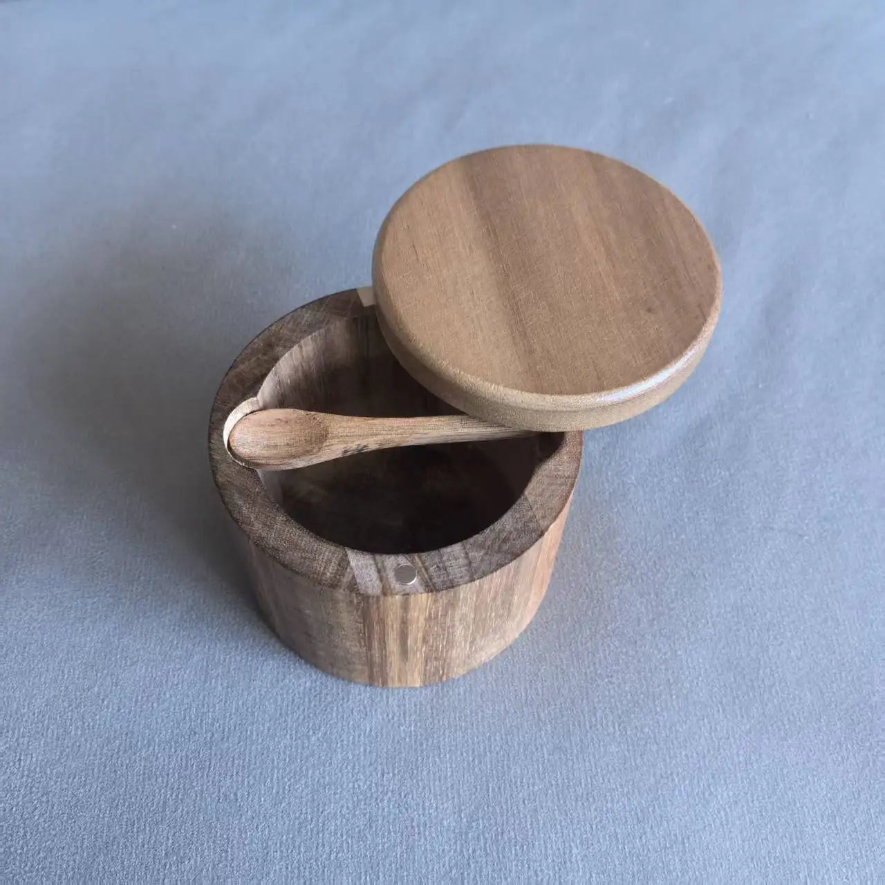 Acacia Wood Salt Cellar + Spoon