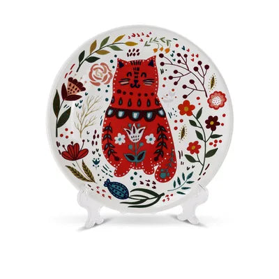 Astrid Nordic Hand Painted Cat Ceramic Plate