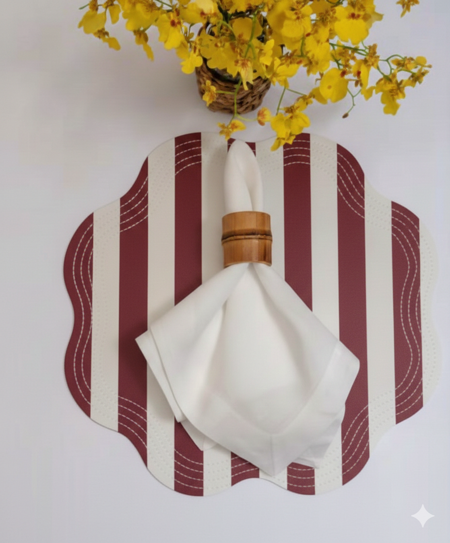 Retro Striped Vegan Leather Placemat
