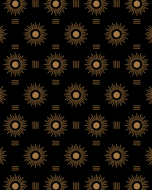 Sun Rays Wallpaper, black and mustard
