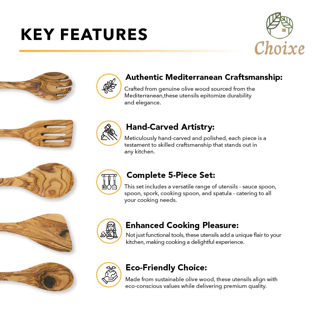 Olive Wood Kitchen Servers Set