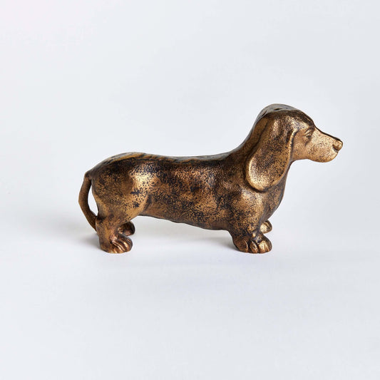 Vintage Metal Dachshund Sculpture in Bronze