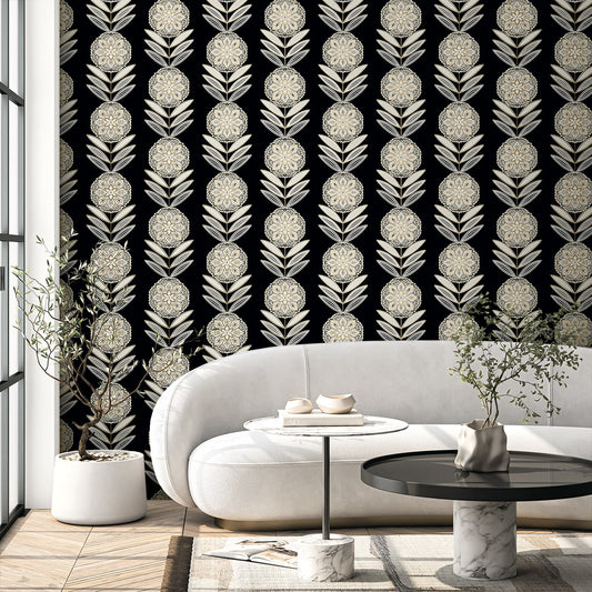 Piano Belle Floral Stripe Botanical Unpasted Wallpaper
